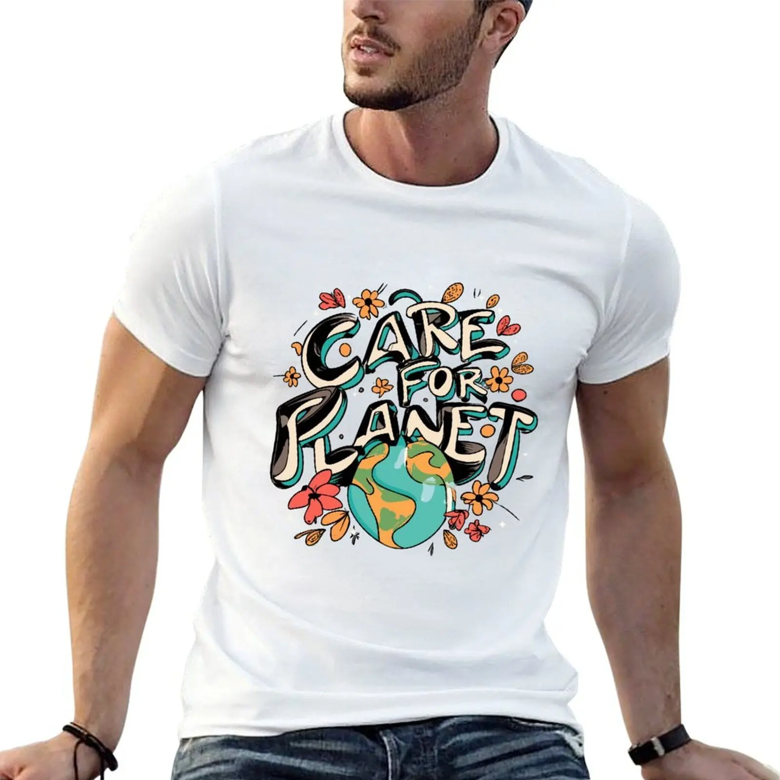 

Take care for the planet T-Shirt black cotton t-shirt plain for man package men t shirt cotton 100% man graphic t shirt T-shirt