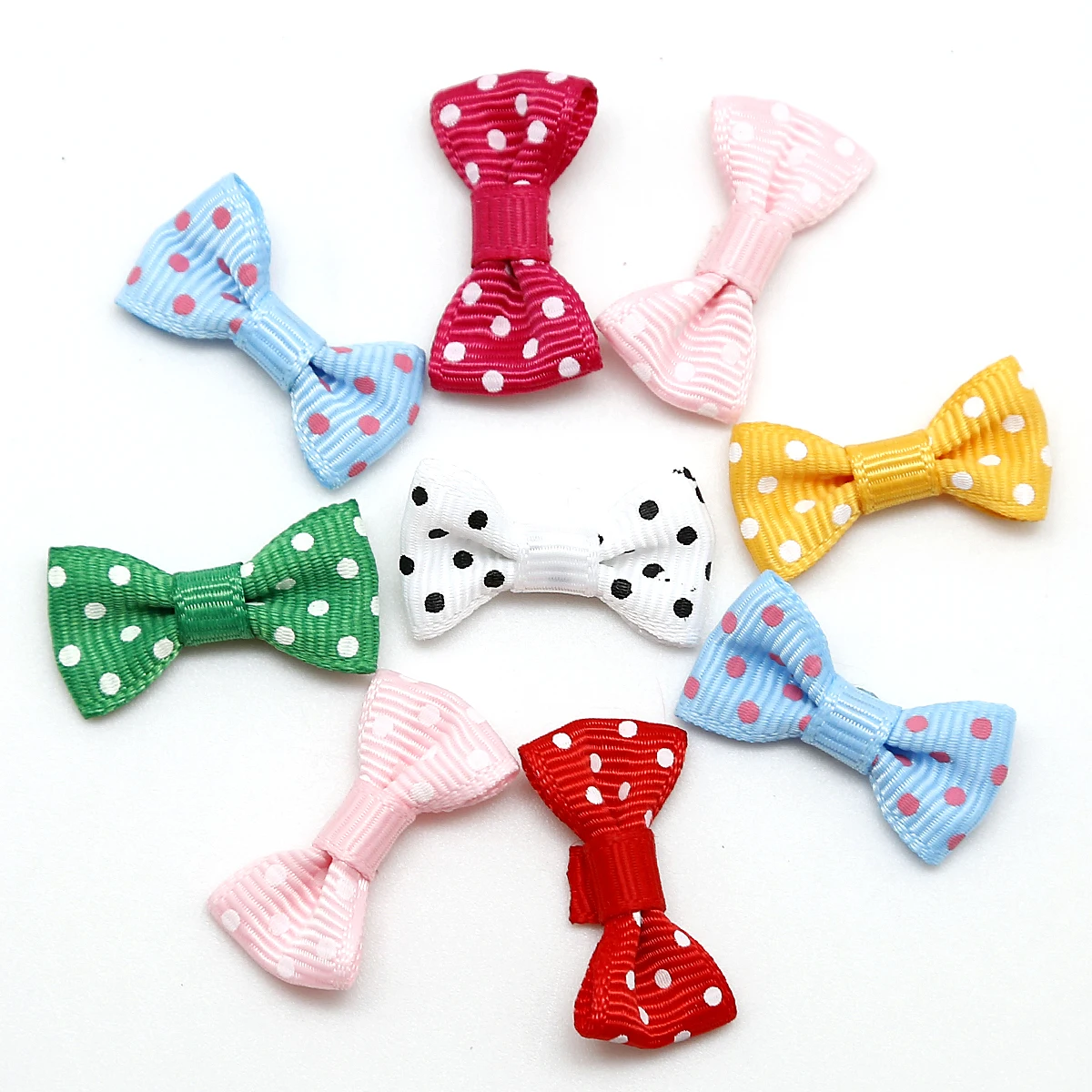 25/50Pcs Small Mini Two Sizes Handmade DIY Dot Satin Ribbon Bow For DIY Craft Wedding Bow Tie Garment Decoration & Kids Hairpins