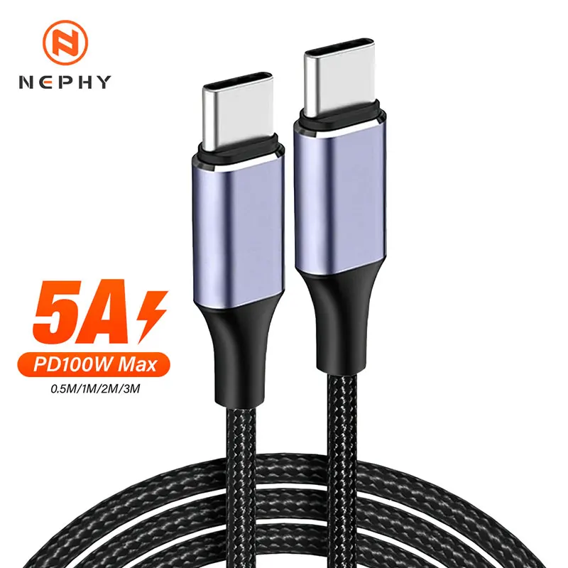 كابل 100 وات من النوع C إلى USB C PD 3.0 شحن سريع 4.0 شحن سريع من النوع C إلى النوع C لهاتف iPhone 17 16 Pro Macbook Samsung Xiaomi #1