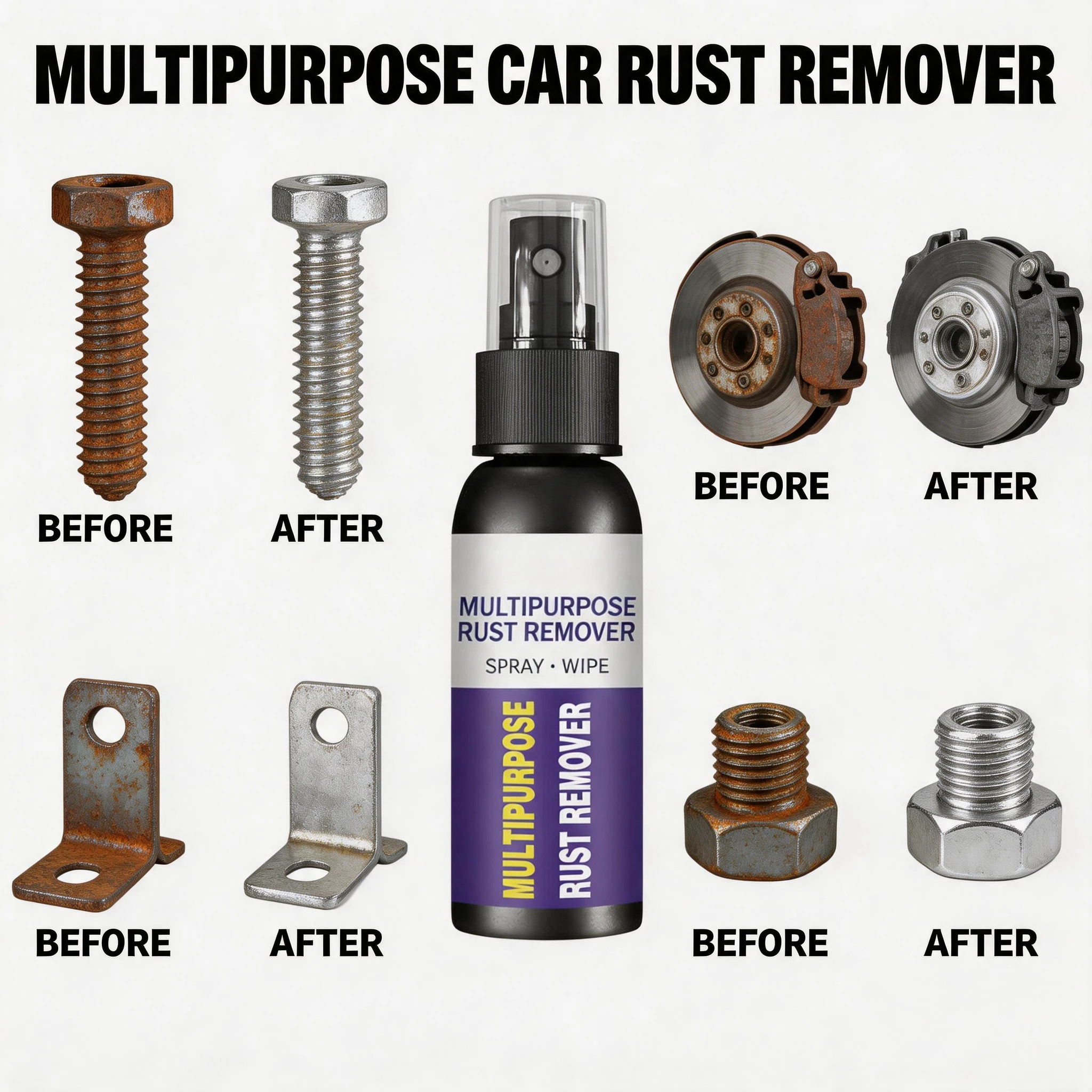 Rust Remover Spray, Anti Rust Inhibitor Derusting Spray, Car Rust Removal Spray Metal Paint Cleaner Spray Remover Cleaning