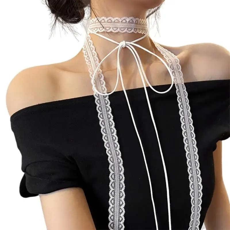 

G5GC Choker Long воротник с полным кружевным украшением ночного клуба для свадебной вечеринки
