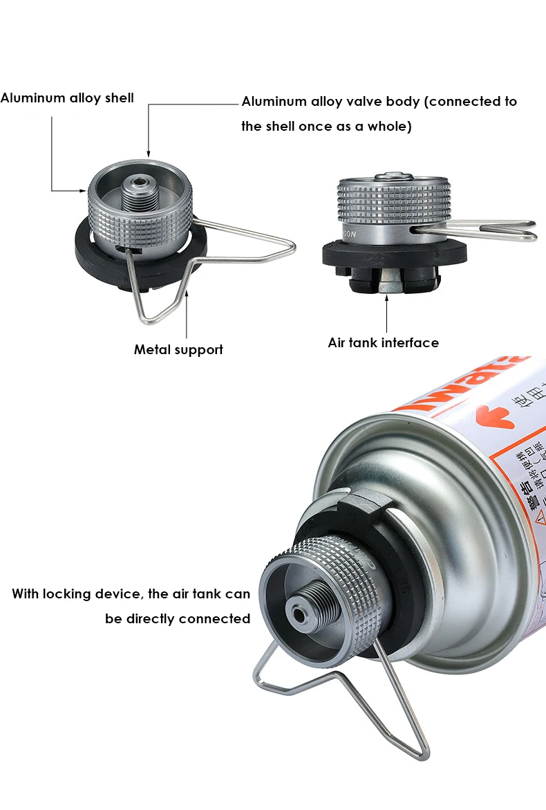 Campingmoon Z11 IPB Lock Converter ، محول غاز طويل ، إطار خارجي ملولب ، ختم متكامل ، طهي المخيم ، لوازم الموقد الخارجي