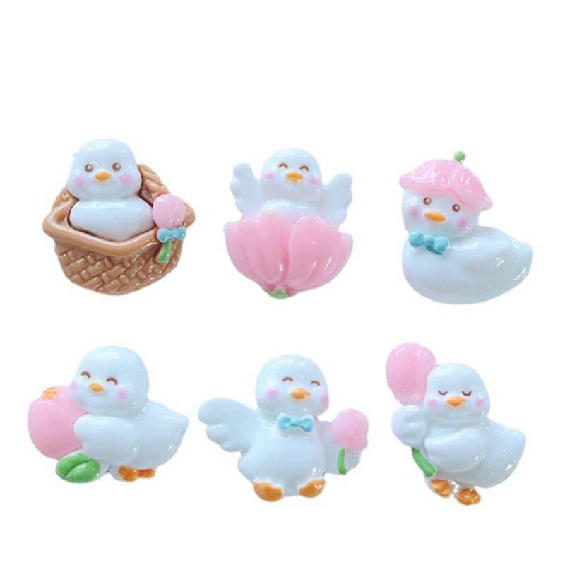10Pcs New Cute Resin Mixed Little Swan Duck Series Flat Back Fit Phone Deco Parts Embellishments For Hair Bows Accessories view 3