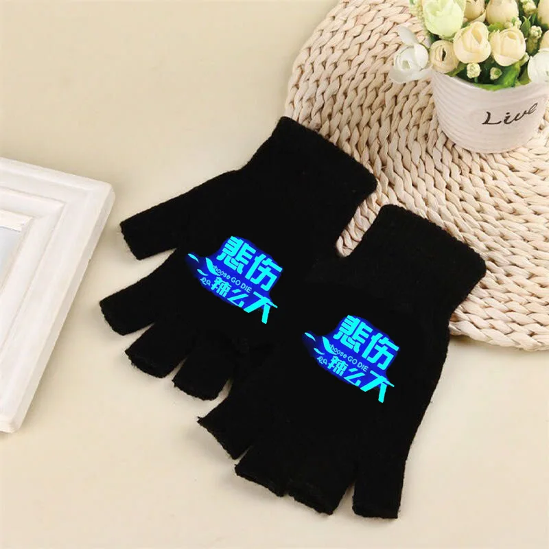 Cosplay Accessories Anime Fingerless Wrist Gloves Winter Warm Noctilucence Gloves Riding Open Fingered Protective Gloves Gifts