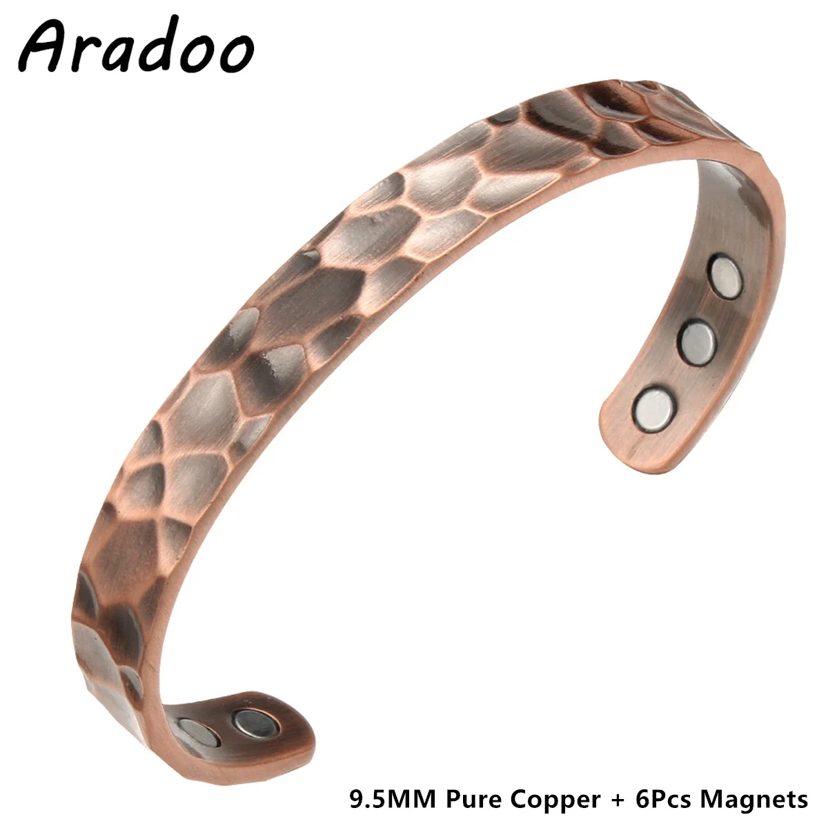 ARADOO Copper Bracelet Magnetic Hammered Pure Copper 3500 Gauss Magnets Adjustable Cuff Bangle Jewelry Gift