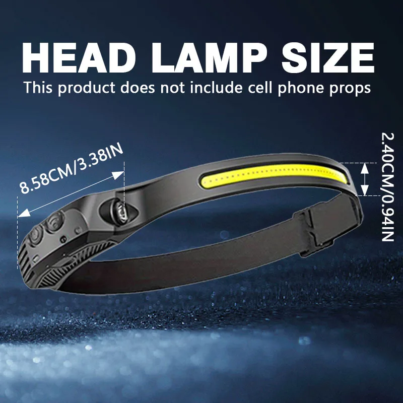 COB LED Headlamp Induction Head Lamp Built-in Battery USB Rechargeable Head Flashlight Outdoor Camping Fishing Sensor Headlight image 6