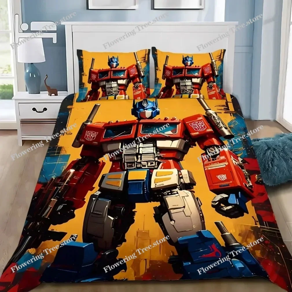 

Cartoon T-Transformers Bedding Set for Children Adult Gift Robot Duvet Cover Pillowcase Single Double Large Size