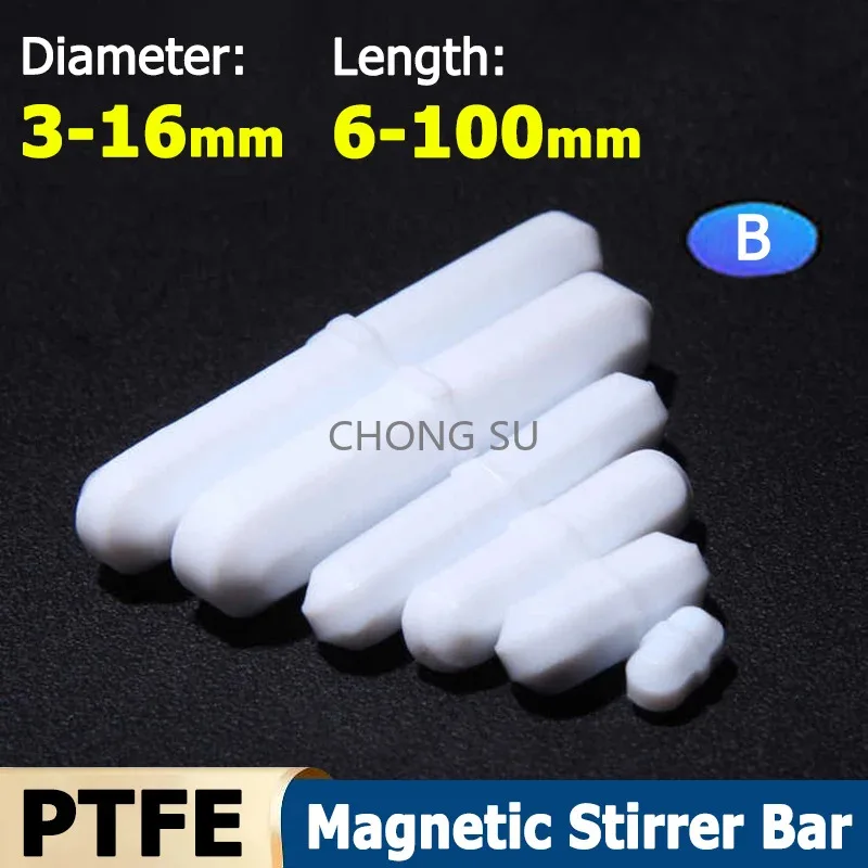 

1-50pcs Magnetic Stirrer Bar Type-B Dia 3-16mm PTFE Magnetic Stirrer Mixer Stir No Burrs Laboratory Experiment Length 5-100mm