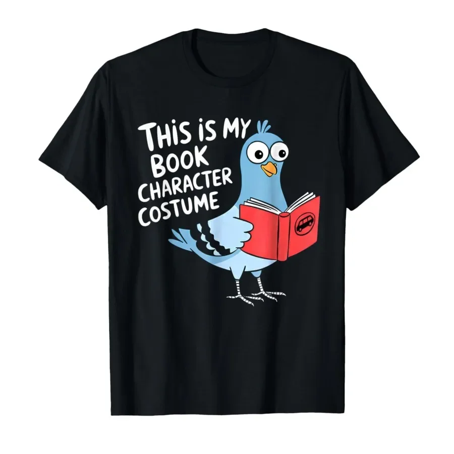 

Pigeon Book Character Costume Funny Reading Graphic Tee Soft Cotton T-Shirt For Men Women