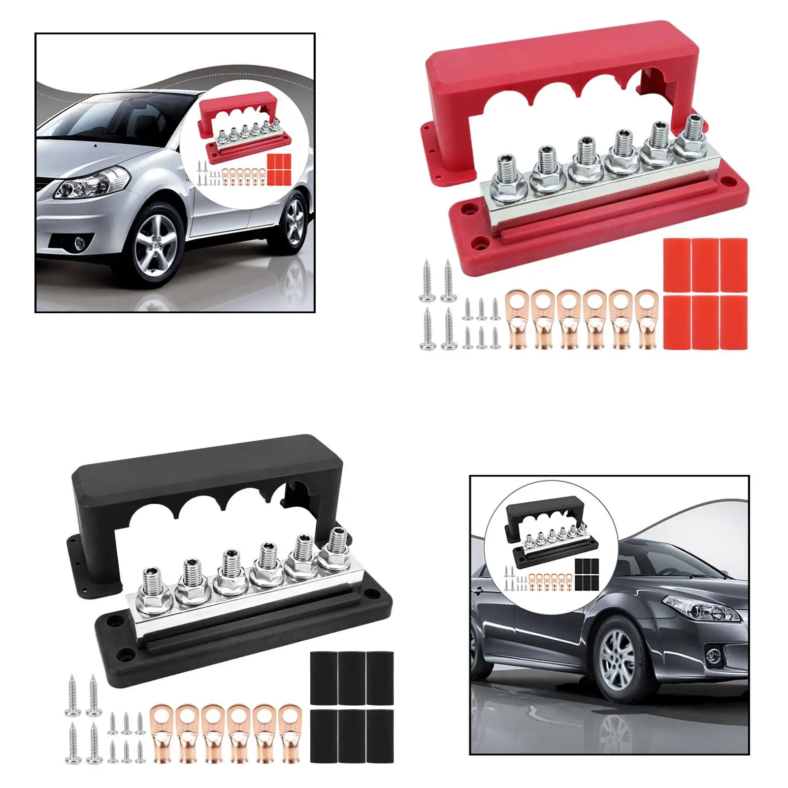 

Power Distribution Block High Current Waterproof Good Conductivity with 6 Studs M10 Car Automotive Boat Truck Marine