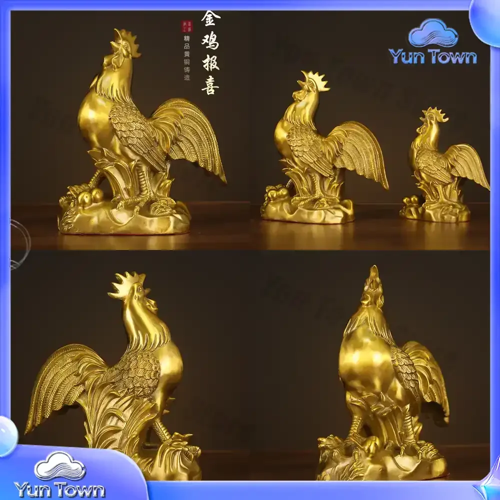 Manufacturer wholesale copper rooster ornament brass home jewelry chicken zodiac mascot golden chicken independent copper