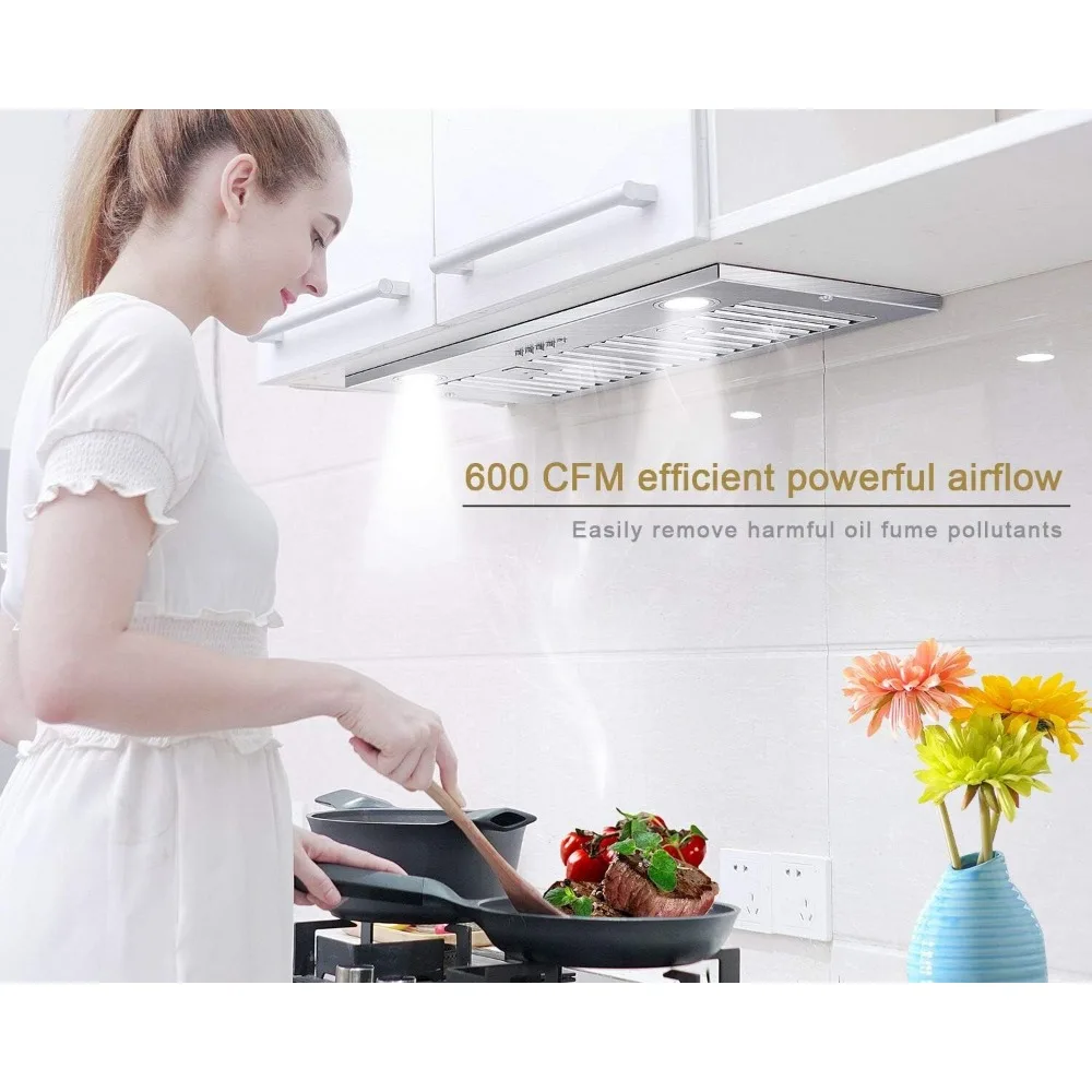 Range Hood Insert 30 inch, 600 CFM Vent Hood Insert, Ultra-quiet Range Hood Insert, Built In Kitchen Hood, Insert Range Hood