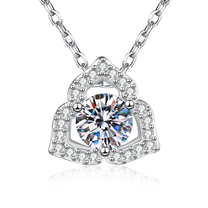 

XL522 Lefei Fashion Luxury Classic Moissanite Color D Hollow Flower Necklace For Charm Women s925 Sterling Silver Party Jewelry