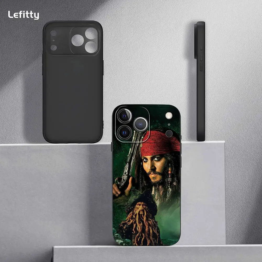 P-Pirates Of The Caribbean Telefoonhoesje voor iPhone 17 16 15 14 13 12 11 Pro Max Plus Mini Zwart Frosted Soft Shell Funda