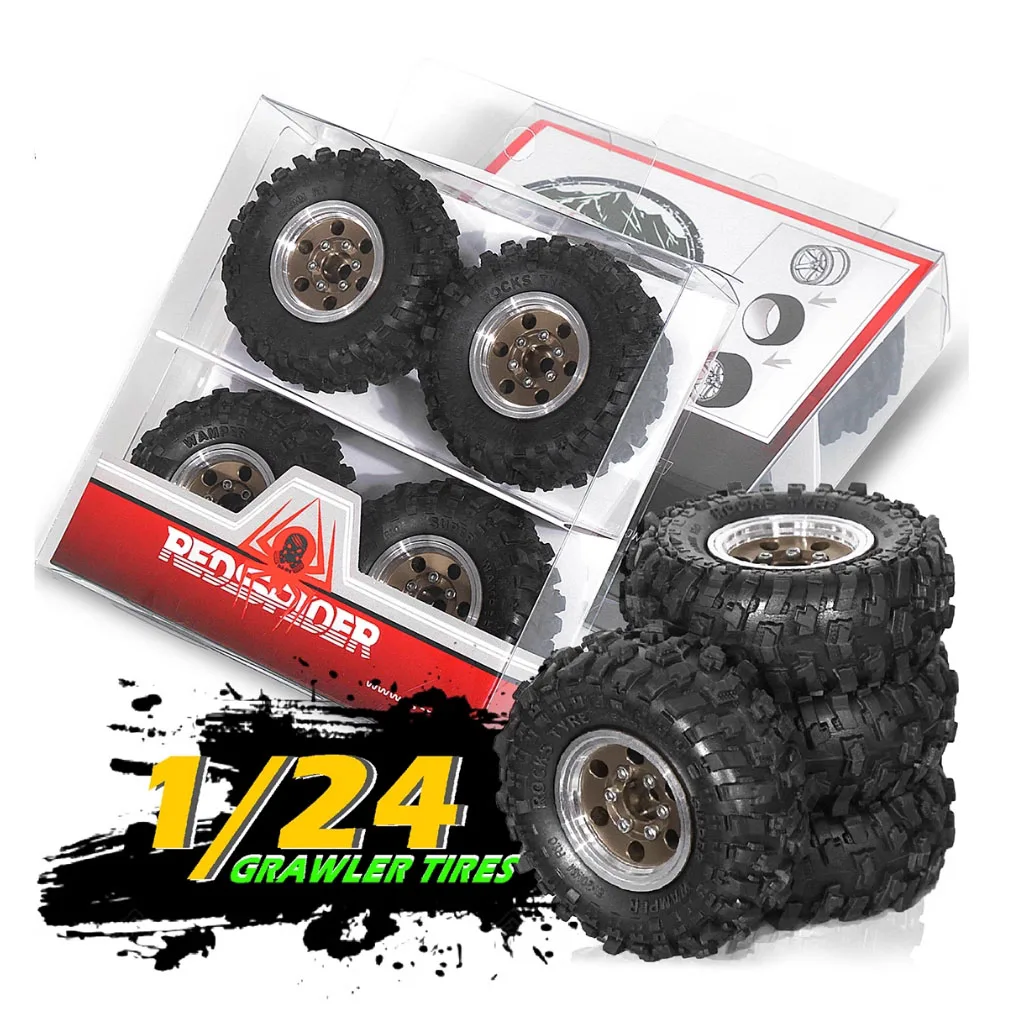 

Комплект металлических противоскользящих колес 1,0 дюйма, 4 шт., шины 51 мм, подходят для альпинистских автомобилей 1/18 1/24 Trx4M Scx24 Fcx24, обновление