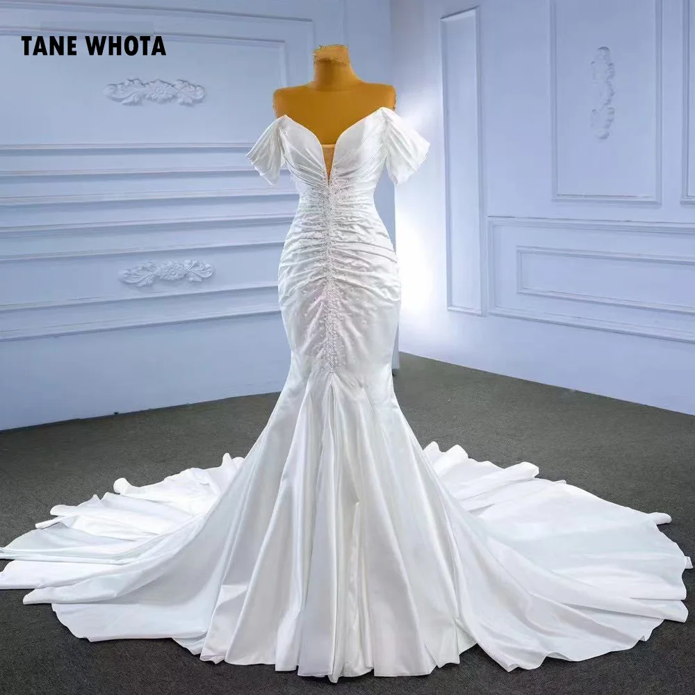 Vestidos De Novia 2025 Sweetheart Off Shoulder Lace Up Back Ruched Sexy Bridal Dress Customized Mermaid Wedding Dress