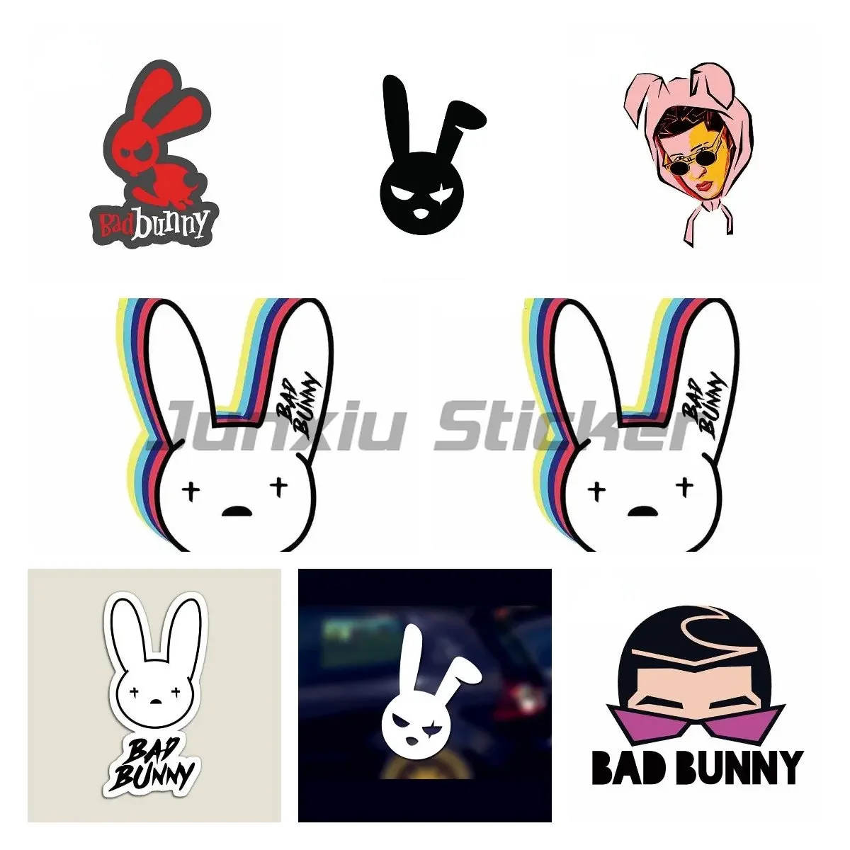 

Забавные наклейки для автомобиля Bad Bunny, виниловый материал, наклейка, солнцезащитный крем, лобовое стекло 3D для JDM SUV RV Decor