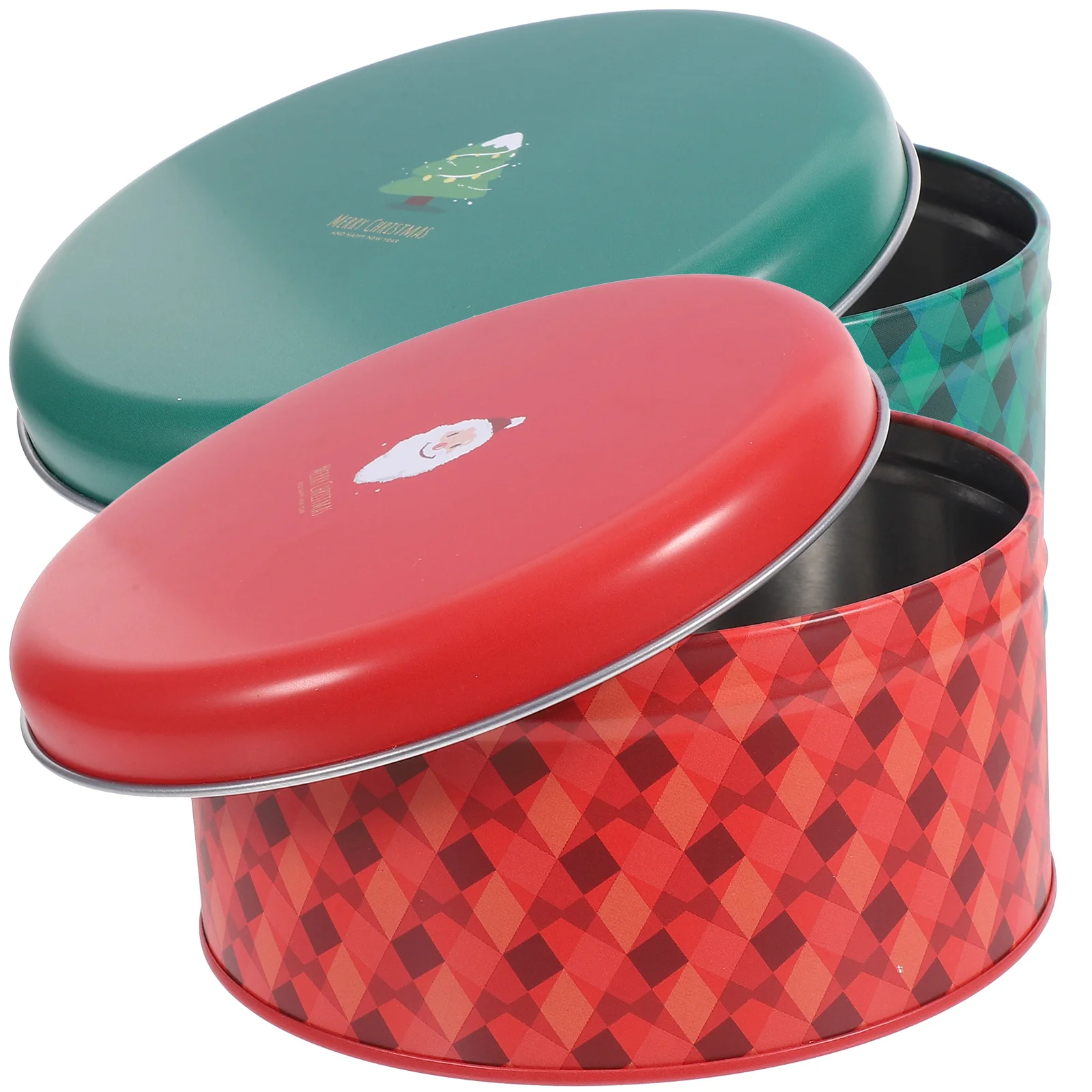 

2 Pcs Christmas Tin Box Cookie Cocoa Crisp Can Sugar Case Candy Jar Container Storage Tinplate Containers Sweet