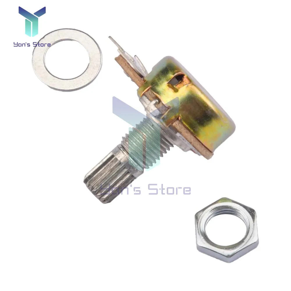 1 chiếc/5 chiếc chiết áp xoay wh148 3pin b10k điện trở 15mm một lớp với đai ốc và vòng đệm điện trở côn tuyến tính 1M ohm