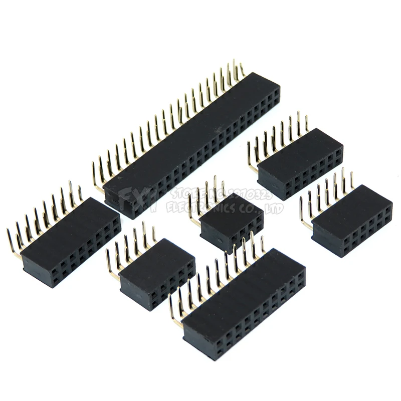 2.54mm R/A Double Row Female 2~40P PCB Board Right angle Pin Header socket Connector Pinheader 2*/4/6/10/20/40Pin For Arduino