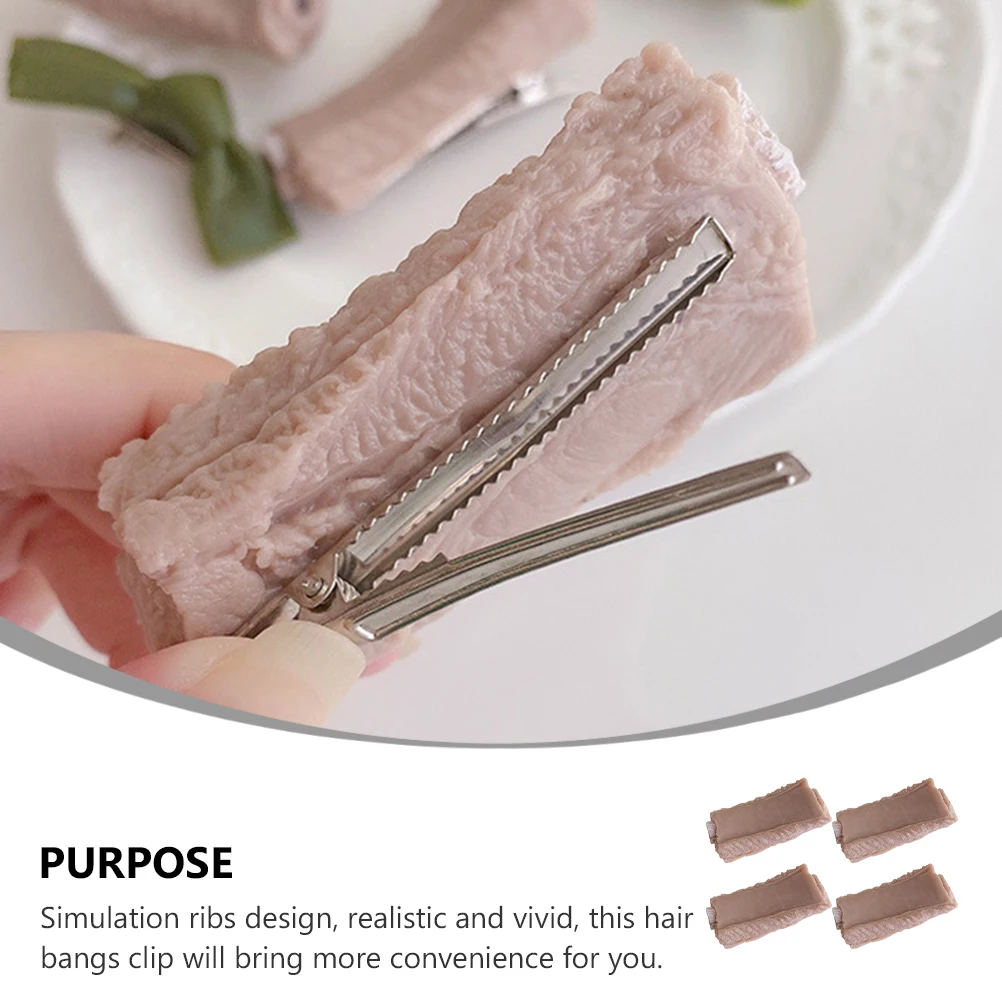 

Набор из 4 заколок-ребер для волос: уникальный, забавный дизайн, имитация реалистичных волос, для умывания, макияжа, приготовления пищи, долговечный, яркий, реалистичный, искусственный