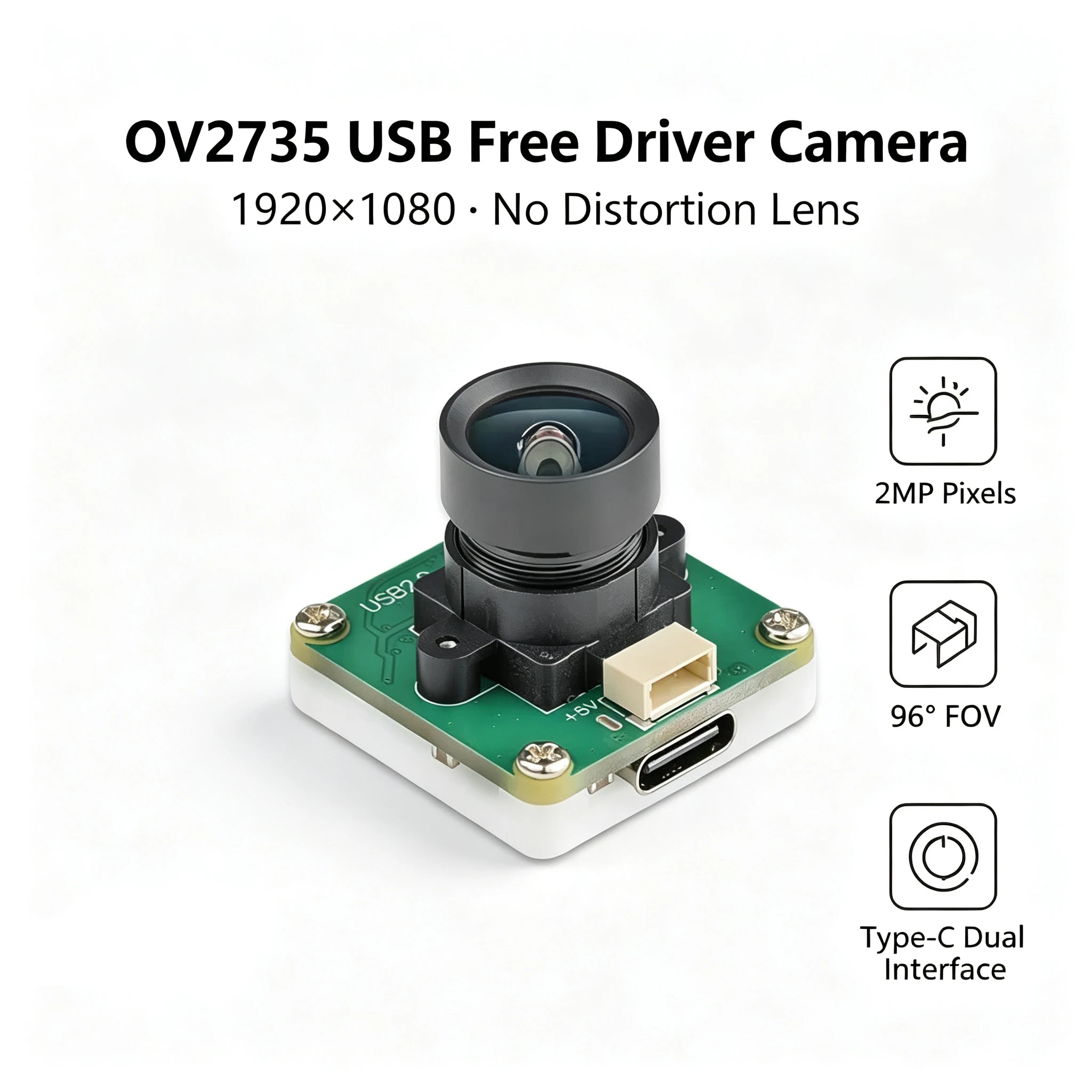OV2735 USB Camera 2MP 200MP Type-C Plug and Play No Driver Support Raspberry Pi