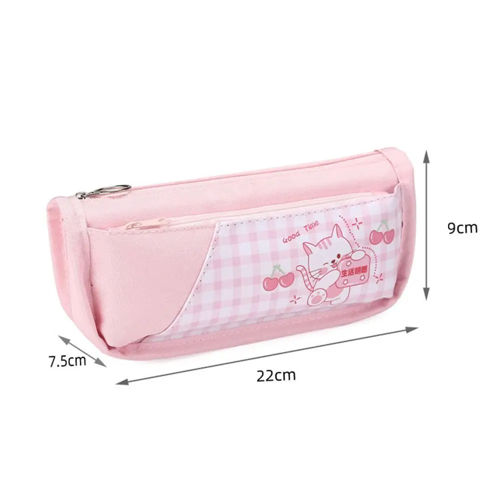 Cartoon Large Capacity Pen Bag Student Handheld Pen Bag Double Layer Storage Bag Cute And Simple Makeup Bag Stationery Box