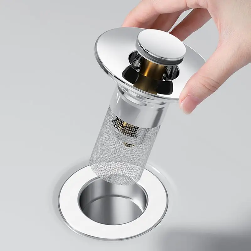 Stainless Steel Drain Strainer 2-in-1 Drain Protectors Sink Drains Filter Hair Catcher Sink Strainer Stopper For Bathroom