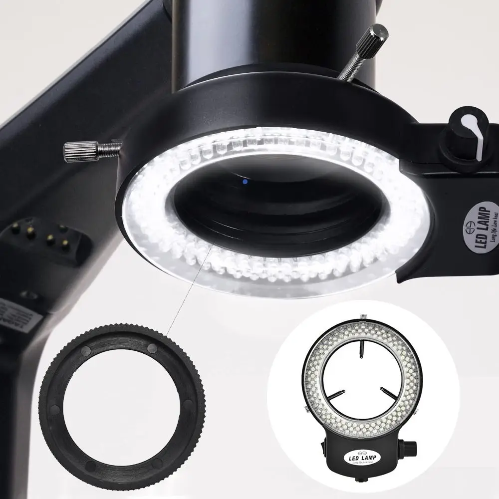 

Black White Microscope Ring Light Adjustable Non-Flickering Adjustable Illuminator Dimming EU/US/UK Microscopes Protective Cover