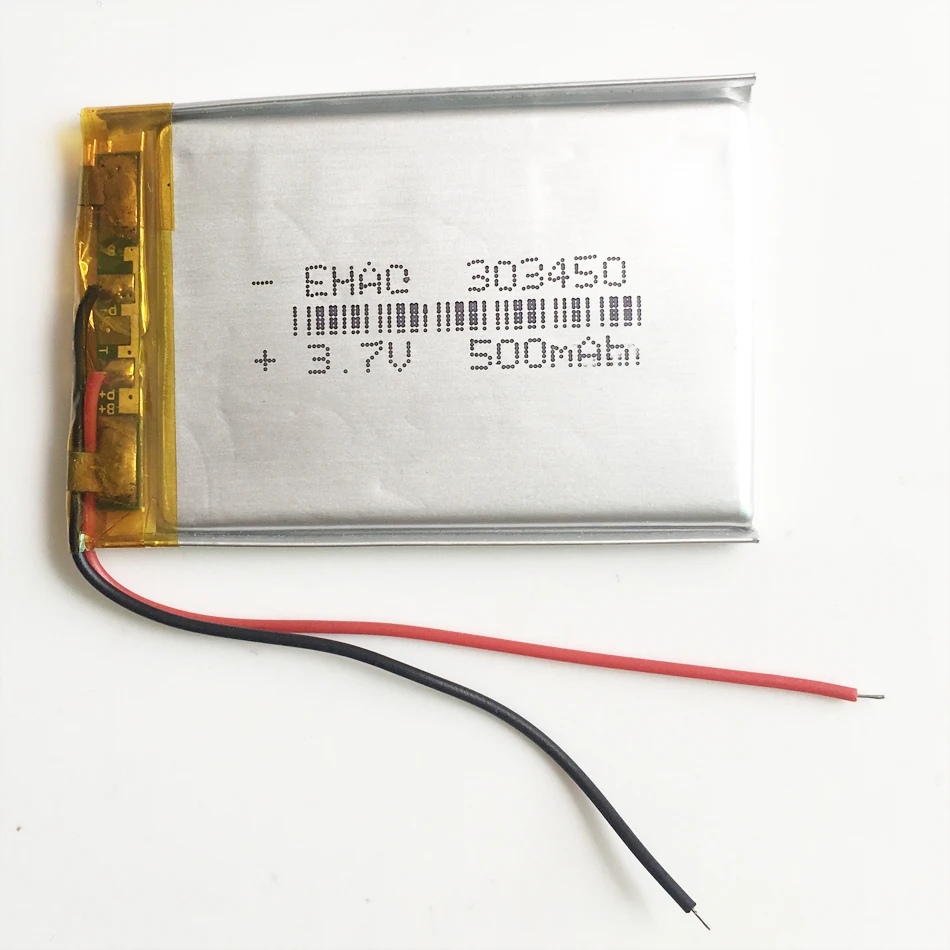 3.7V 500mAh 303450   Akumulator litowo-polimerowy Lipo do MP3 GPS DVD PSP Rejestrator Bluetooth E-book Camera