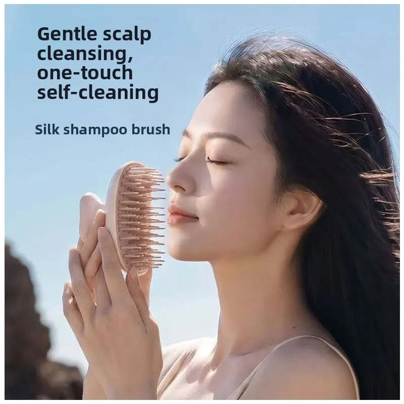 Self-Cleaning Arc Shampoo Brush Scalp Massager Hair Wash Brush Anti-Itch Massage Comb Shower Head Spa Tool for Deep Cleaning