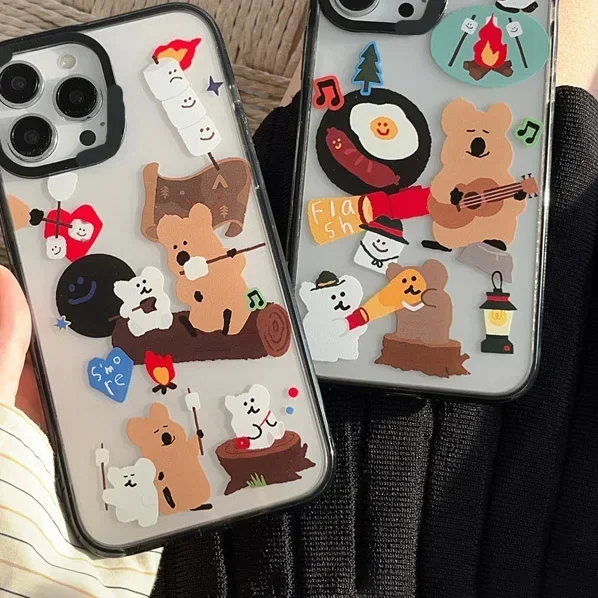 Cartoon Cute Persimmon Bear Phone Case Cover for IPhone 11 12 13 14 15 16 Pro Max Case for IPhone 16 Pro Max