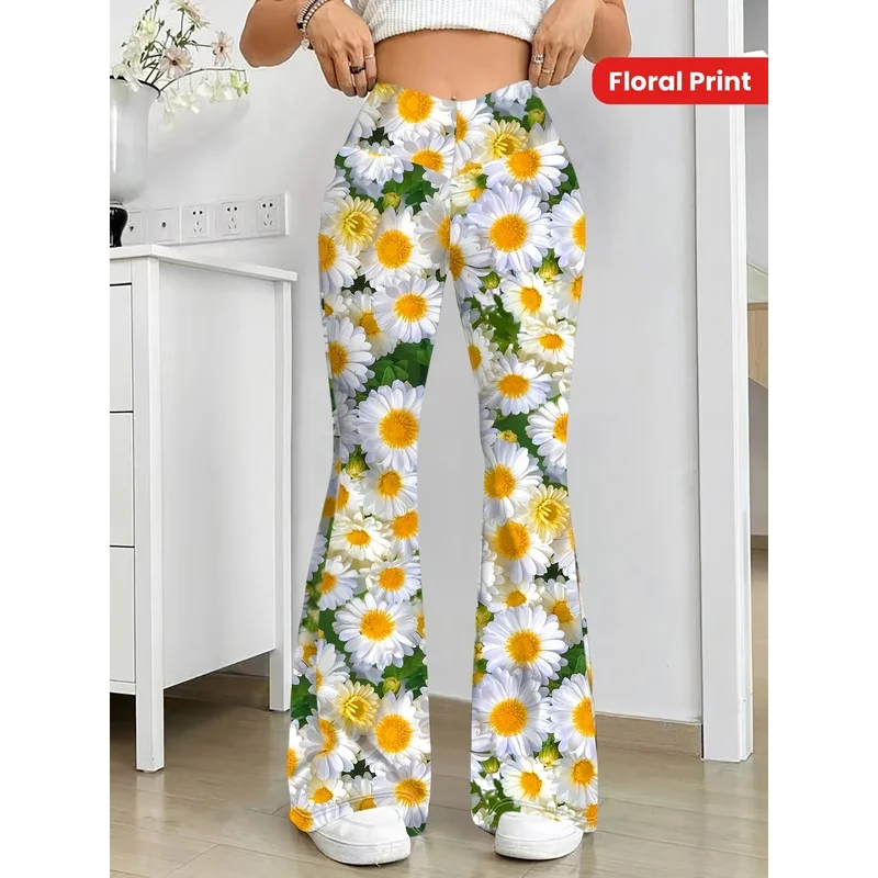 2026 Printed flared pants for teenagers aged 7-16, suitable for daily street casual wear, suitable for all seasons
