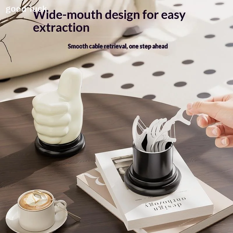 Creative Thumb Shape Toothpick Storage Box Multifunctional ABS Cotton Swab Box Toothpick Boxes Home Decorations Ornament 1PC