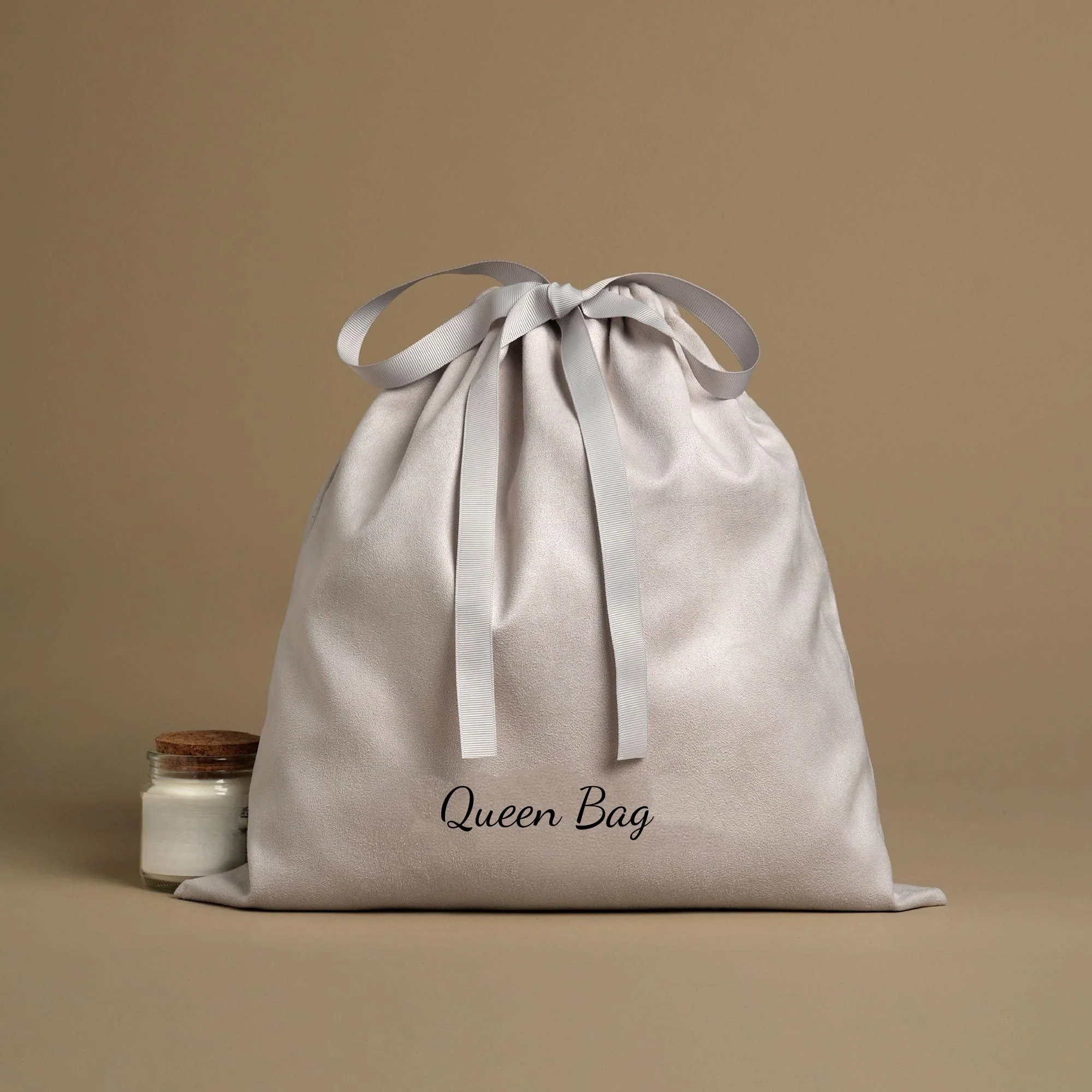 50pcs Chic Suede Drawstring Bags Custom Logo High Quality Clothes Dust Bags Cosmetic Portable Jewelry Bag