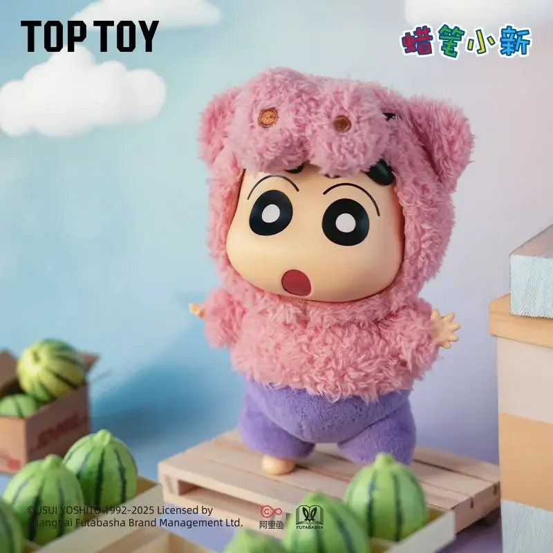 Miniso toptoy genuíno crayon shin chan caixa cega vestir-se festa série vinil pelúcia artesanal bonito boneca surpresa brinquedo presente