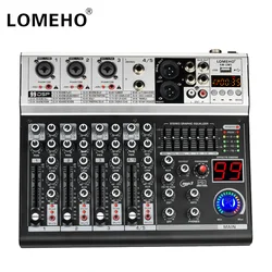 LOMEHO 5 Channel Mixing Console USB Play Record Bluetooth 48V 7-Band EQ 99 DSP Effects Sound Table Party Audio Mixer AM-UM5