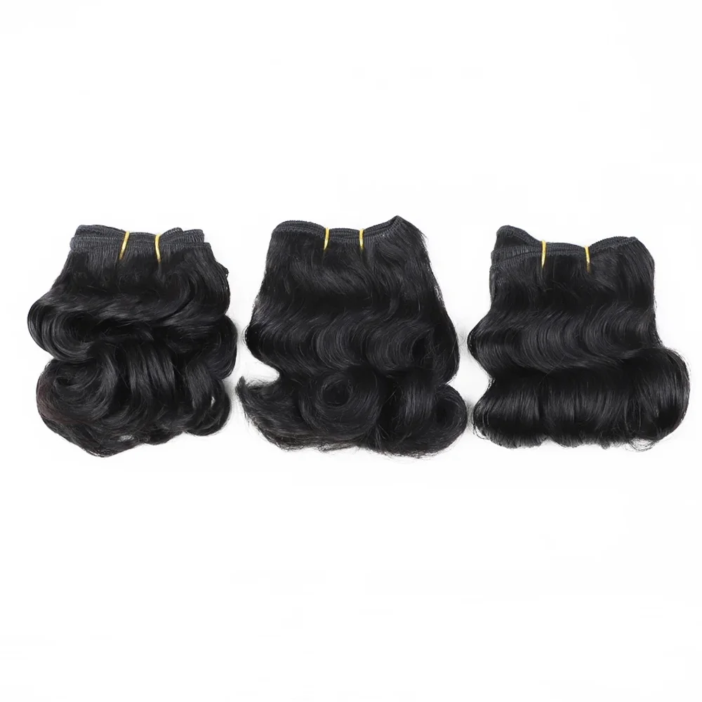 شعر برازيلي مموج ، خصلات شعر مجعد قصيرة ، شعر بشري ، وصلات ، 3 من الشعر المجعد