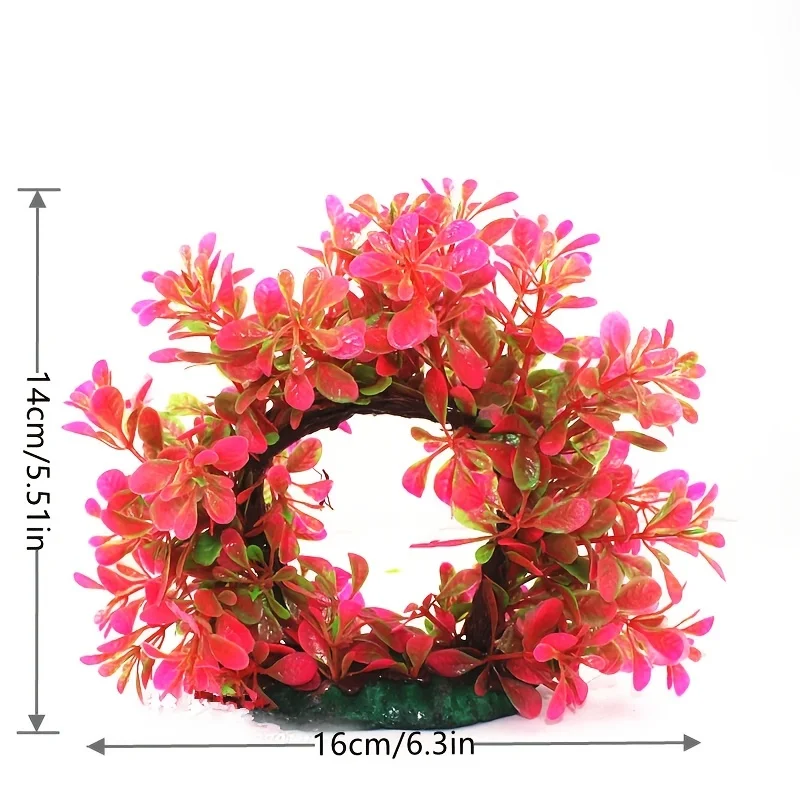 Underwater Wreath Artificial Underwater Plastic Aquarium Fish Tank Aquatic Fake Shrub Grass Water Plant Green Grass Pink Wreath
