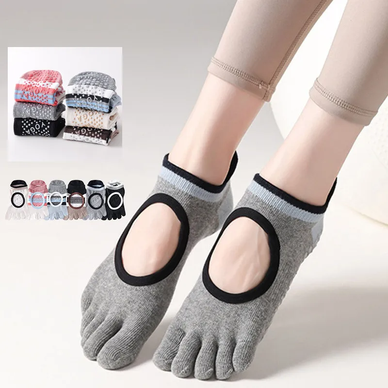 

Дышащие носки для йоги с открытой спиной и пятью пальцами, спортивные носки для тренировок в помещении, танцев, силиконовые нескользящие носки для тренажерного зала, фитнеса, пилатеса, носки