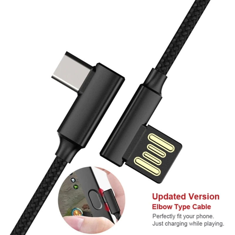 2023 New Double-Sided Reversible Plug Type-C USB Data Cable 90 Degree Elbow Line for Fast Charging on Mobile Phones 1.5M 1.8M