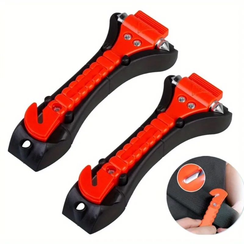 

2 шт., молоток для выживания, кемпинга, вождения, резак для ремней безопасности автомобиля, 2-в-1, аварийный молоток для оконного стекла, инструменты для спасения жизни