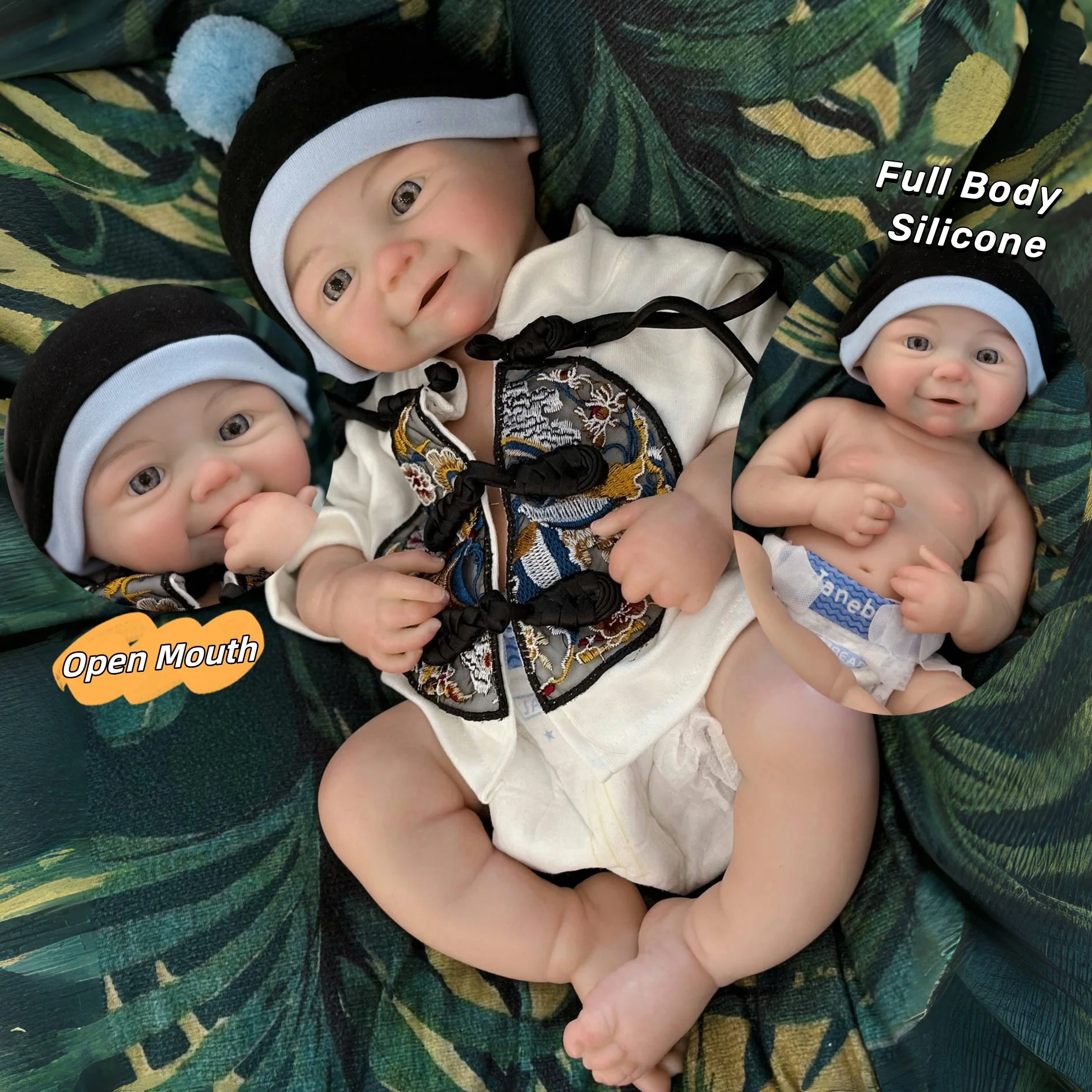 45CM Open Mouth Vivienne Reborn Doll Girl 3D Painted Full Body Soft Silicone Bebe Reborn Doll Toys For Kid's Gifts Reborn Dolls