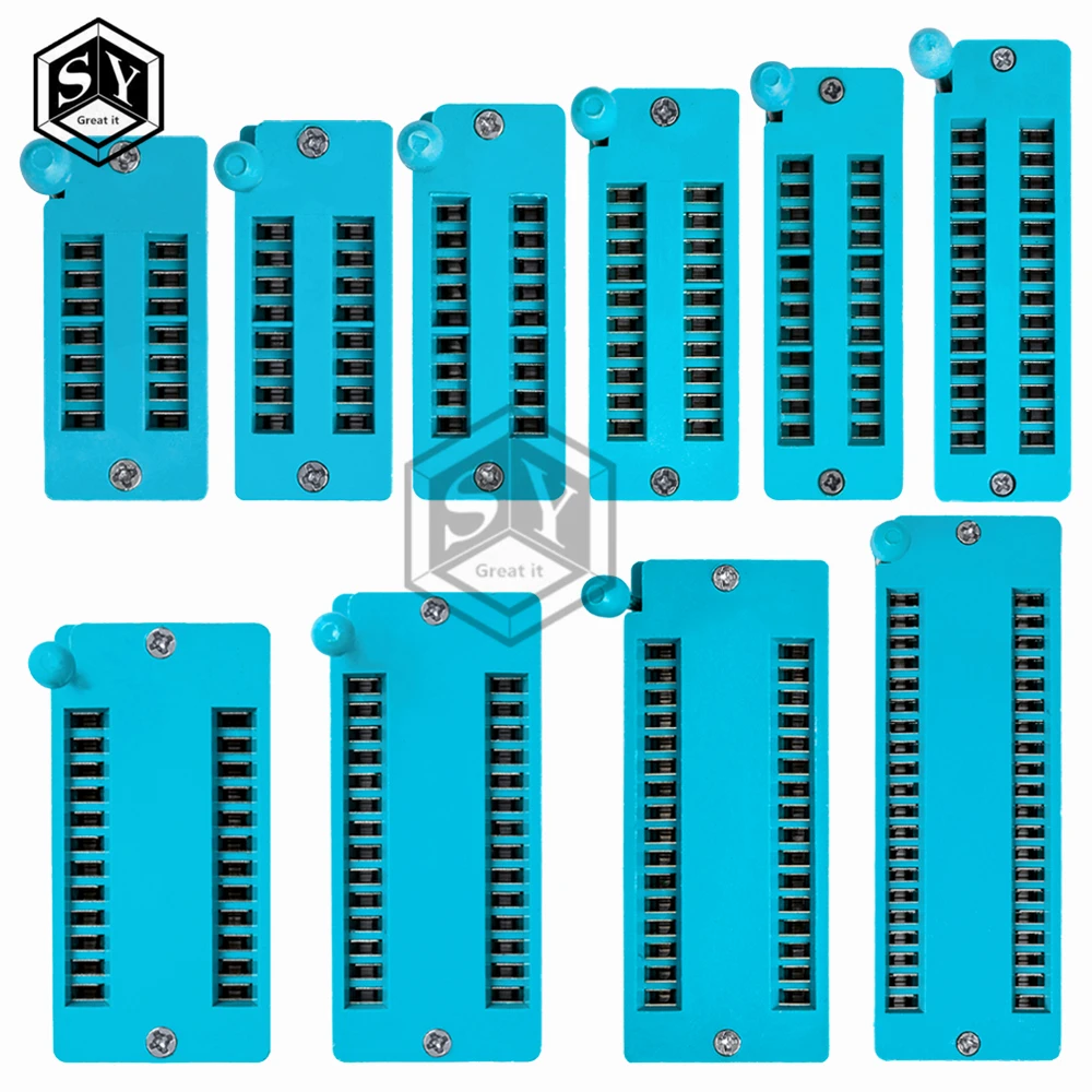 1pcs/lot 14 16 18 20 24 28 32 40 P Pin 2.54 MM Green DIP Universal ZIF IC Socket Test Solder Type IC lock seat zif socket