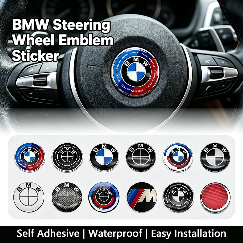 45mm Car Steering Wheel Sticker Carbon Fiber M Sport Logo Badge for BMW E46 G80 F48 E84 G01 X6 G07 F30 G11 X1 X3 X5 Valve Caps