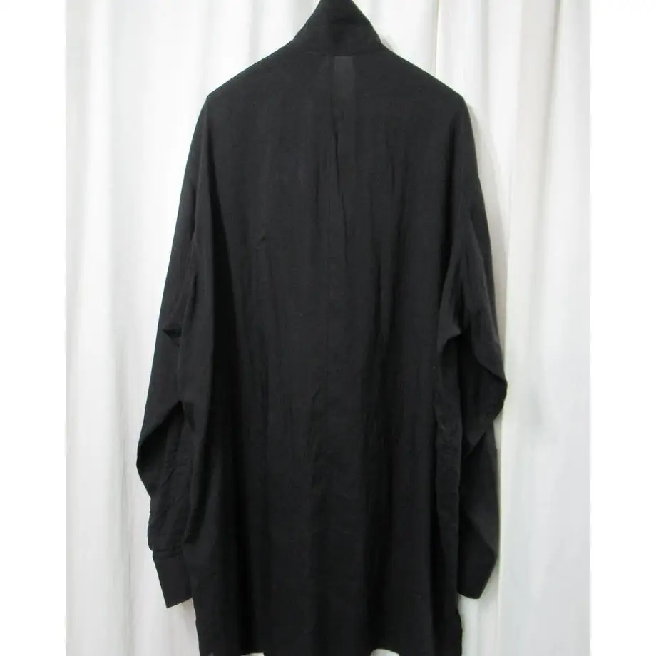 TOP-YAMAMOTO ® Japanese minimalist stand-up collar shirt for men, loose, casual, long-sleeved, versatile black shirt