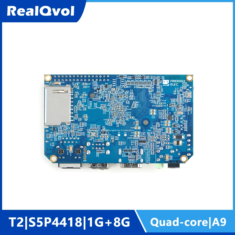 RealQvol FriendlyELEC NanoPC-T2 Development Board Quad-Core A9 S5P4418 Onboard WiFi Bluetooth HDMI/LVDS/Gigabit Ethernet Port