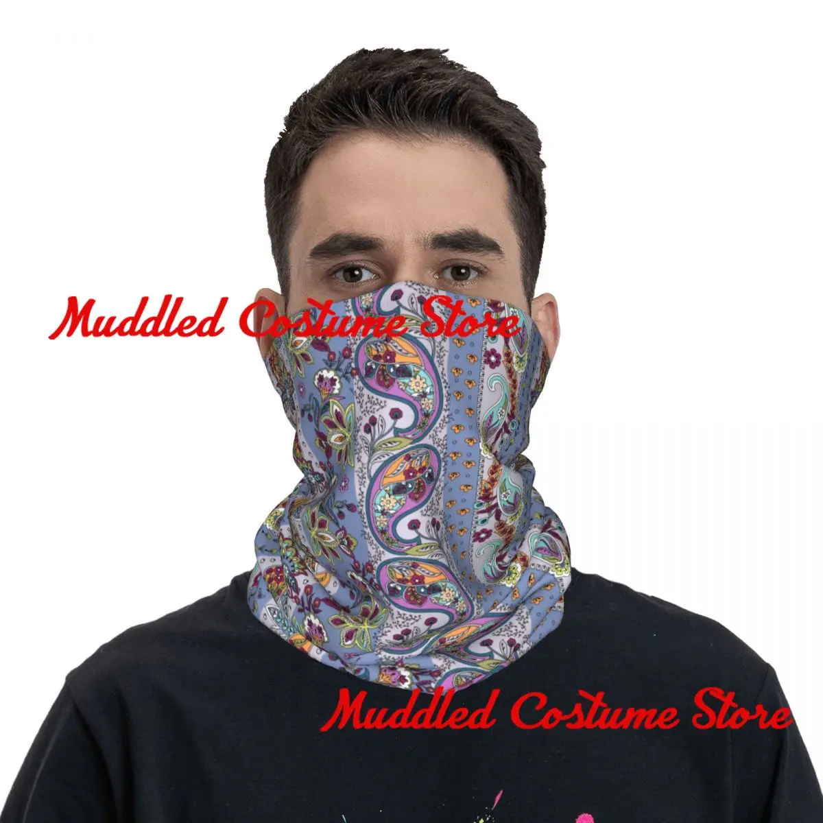 Franse Paisley Bloemen Kleurrijke Planten Bloemen Bandana Winter Halswarmer Heren Winddichte Wrap Gezichtssjaal voor Ski Gaiter Hoofdband