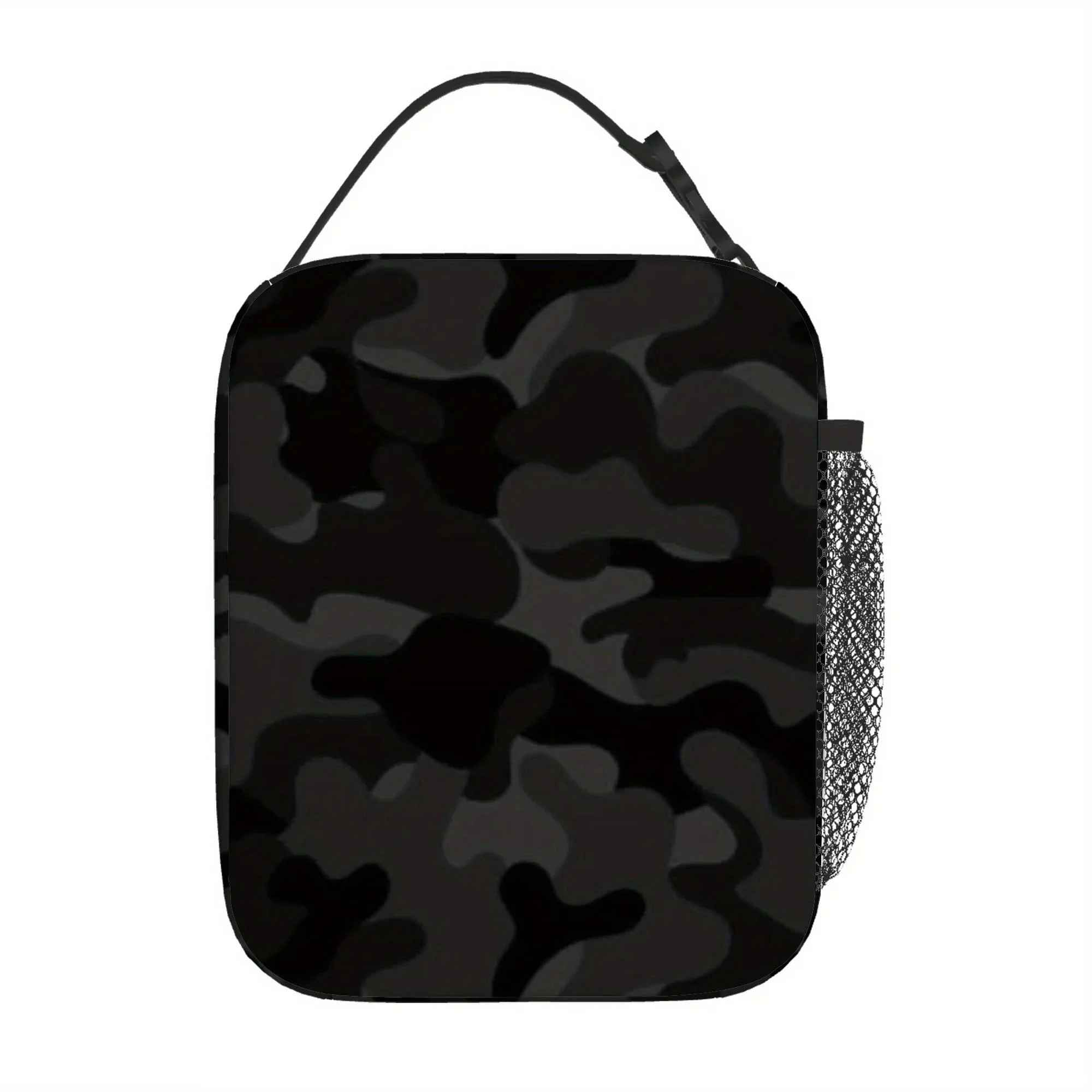 1pc, Black Camouflage Pattern Background. Printed Thermal Bag Insulation Bag Insulated Bag, No Food Contact, Suitable for Home,