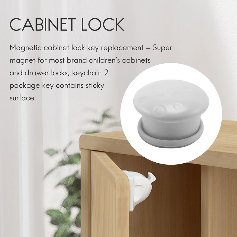 Magnético Gabinete Lock Key Substituição, Super Magnet para a maioria das marcas de armários infantis e gaveta Locks, Keychain 2 Pacote